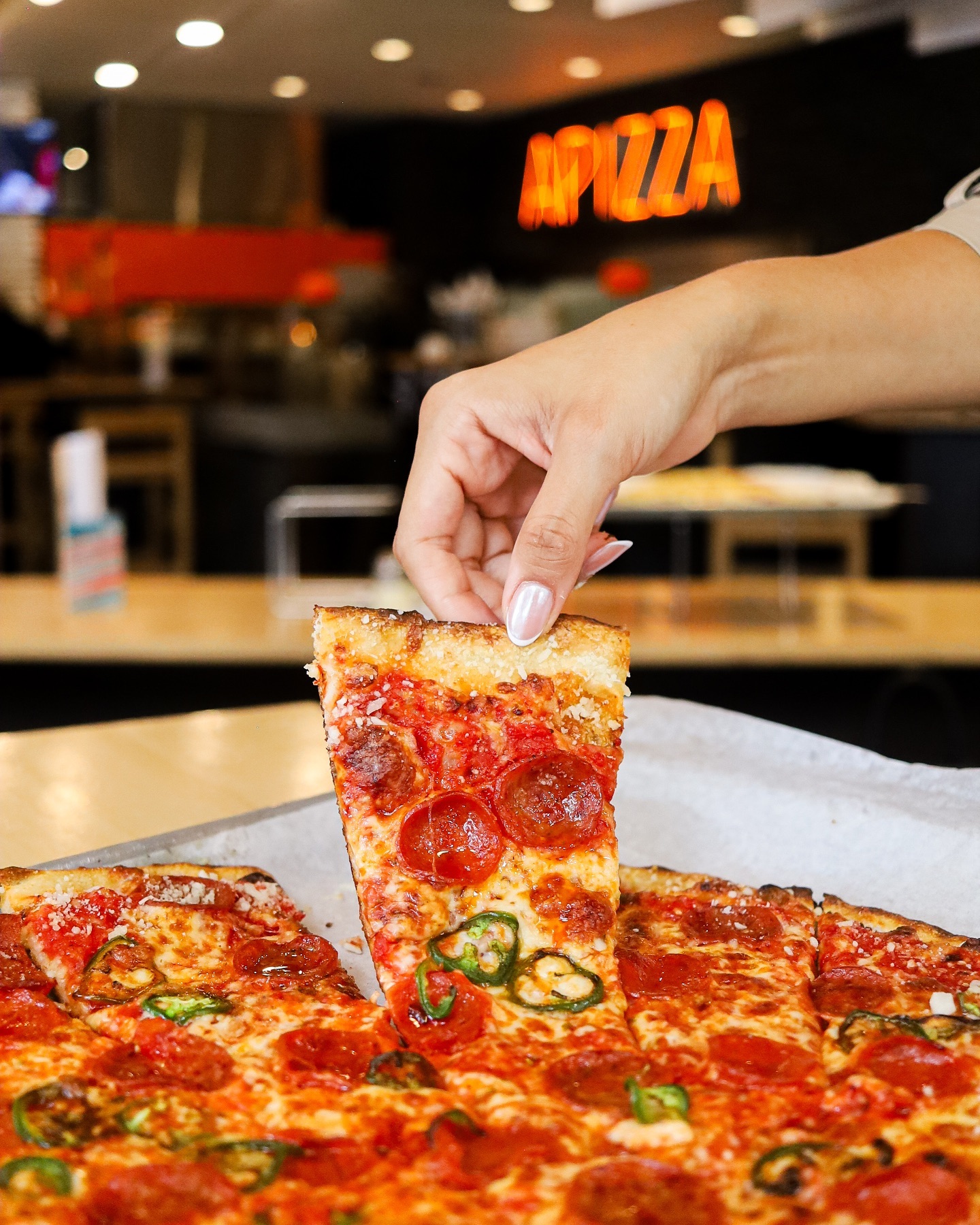 Hot Boi apizza at Industry Apizza